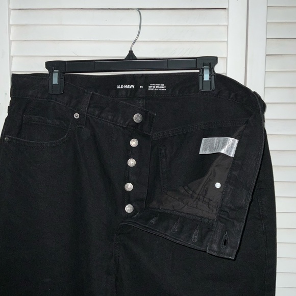 Old Navy Extra High Waisted Button-Fly Sky-Hi Straight Cut-Off Jeans Size 14 - Picture 4 of 4